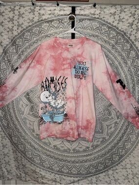 Pink Tie-Dye Graphic Casper Long Sleeve Tee - You Always Do Me Dirty